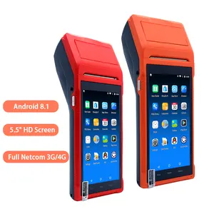 Escáner de código de barras Pos de mano 4G Android 8,1 Máquina de terminal Pos móvil Sistema Pos de mano con impresora térmica de 58mm