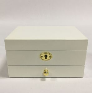 Boîte à bijoux en bois laqué haute brillance, grand rangement pour bijoux avec serrure et miroir pour boucles d'oreilles, colliers et bracelets - Product Image 3