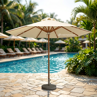 Parasol professionnel robuste en bois pour piscine, résistant au vent, pour restaurant et mobilier d'extérieur