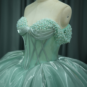 Robes de Quinceañera vertes à épaules dénudées, robes de bal à lacets, robes de bal de fin d'année pour les 15-16 ans, Dy6791 - Product Image 3