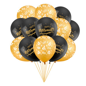 Tema della pensione in oro nero simbolo della valuta del dollaro decorazione della festa di pensionamento felice palloncino in lattice da 12 pollici - Product Image 2
