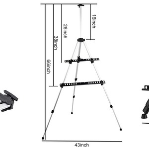 Hand Cranked <b>Easel</b> 66inch Height Telescopic Metal Art Display Stand Painting Sketching Drawing Board Portable Black Iron - Product Image 2