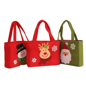 Wholesale Durable Eco-Friendly Wool Felt Fabric Christmas Candy Gift Tote Basket Custom Logo Embroidery Style Print Candy Store