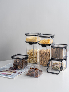 Transparent Airtight Plastic Food Storage Container Square <b>Bin</b> with <b>Lid</b> for Kitchen Pantry Grains Coffee Rice - Product Image 1