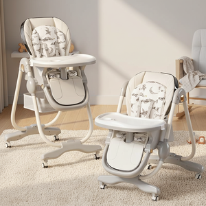 <span class=keywords><strong>Chaise</strong></span> haute multifonction réglable en hauteur pour bébé, siège confortable en plastique pliable avec roulettes - Product Image 1