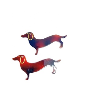 Pendentif porte-clés accessoire capillaire minimaliste mignon en acétate fait main, thème animal, motif Teckel, style <span class=keywords><strong>Havaianas</strong></span>, résistant aux acides - Product Image 5