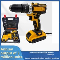 Perceuse à percussion réversible double vitesse 18-21V, idéale pour le bricolage domestique, le travail du bois et le perçage de métaux – Outil électrique très demandé