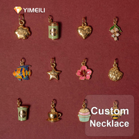 Breloque DIY YIMEILI en acier inoxydable plaqué PVD or 18 carats, émail, motifs Cœur porte-bonheur, Muguet, Poisson, Café, Gâteau, Abeille, Matcha