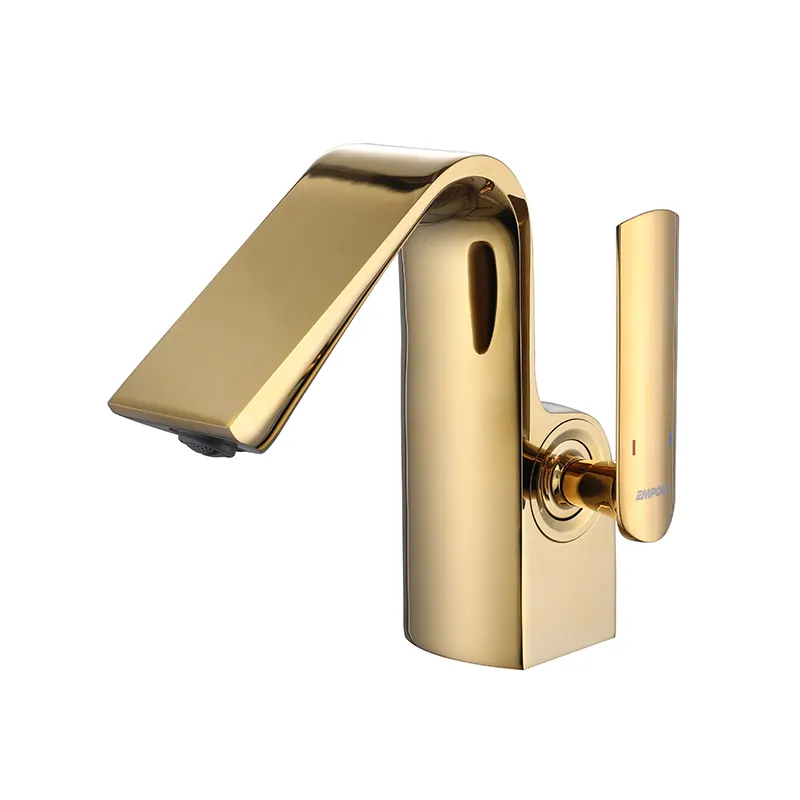 Empolo luxury bathroom copper faucet hotel high basin Mixer brass health tap brush rose gold single handle water tap