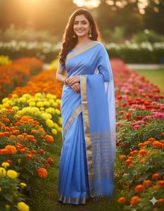 Elegante Sari de Seda Kota Doriya Multicolor para Mujer, Diseño Exclusivo, Estilo Festivo, Hecho en India - Product Image 1