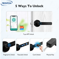 Tediton Serrure Intelligente pour Porte Serrures Électroniques Numériques pour Portes Poignée Intelligente avec Connexion APP Déverrouillage