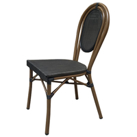 Chaise de bistrot française sans accoudoirs avec tissu de haute qualité et cadre en aluminium imitation bois