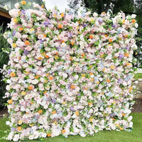 MoKtong Mur de fleurs de champagne 8ft x 8ft 5D avec roses en soie et pivoines à toucher réel, verdure pour mariage élégant et luxueux