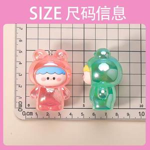 Color recubierto luminoso Uv Rana bebé muñeca de dibujos animados acrílico coche colgante Diy llavero accesorios bolsa hebilla - Product Image 4