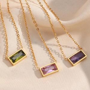 Inspire jewelry-collar de Aguamarina chapado en oro de 18k para mujer, joyería no empañada, signo del zodiaco bonito y delicado, regalo de nacimiento - Product Image 4