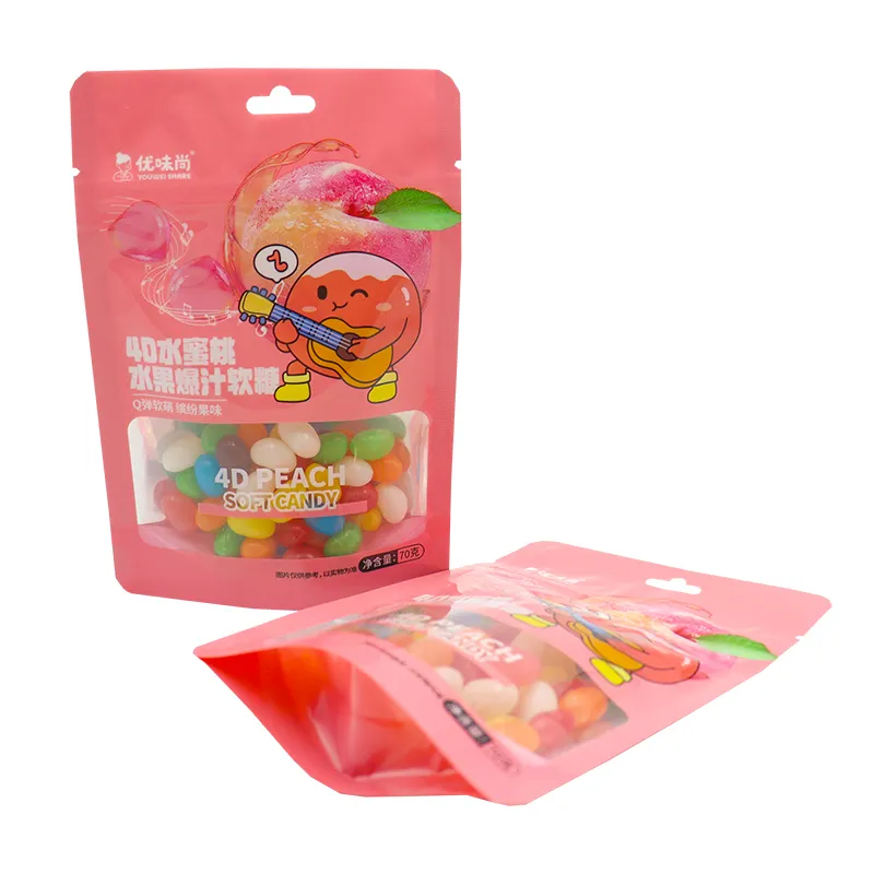 Custom Resealable Stand Up Pouch Food Packaging Candy Biscuit Nut Aluminum Foil Bag Plastic Packaging Zip Heat Seal Bag