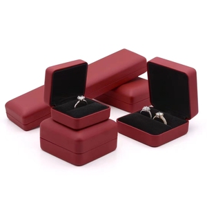 Red <b>Soft</b> Touching Leather Jewelry <b>Box</b> With Led <b>Light</b> Customer Logo Lighted Jewelry <b>Box</b> - Product Image 4