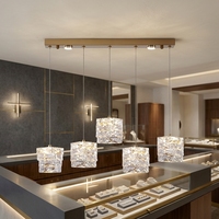 Nouvelle suspension carrée en cristal pour restaurant, éclairage d'îlot de cuisine, chambre d'hôtel, petite suspension de chevet pour la maison