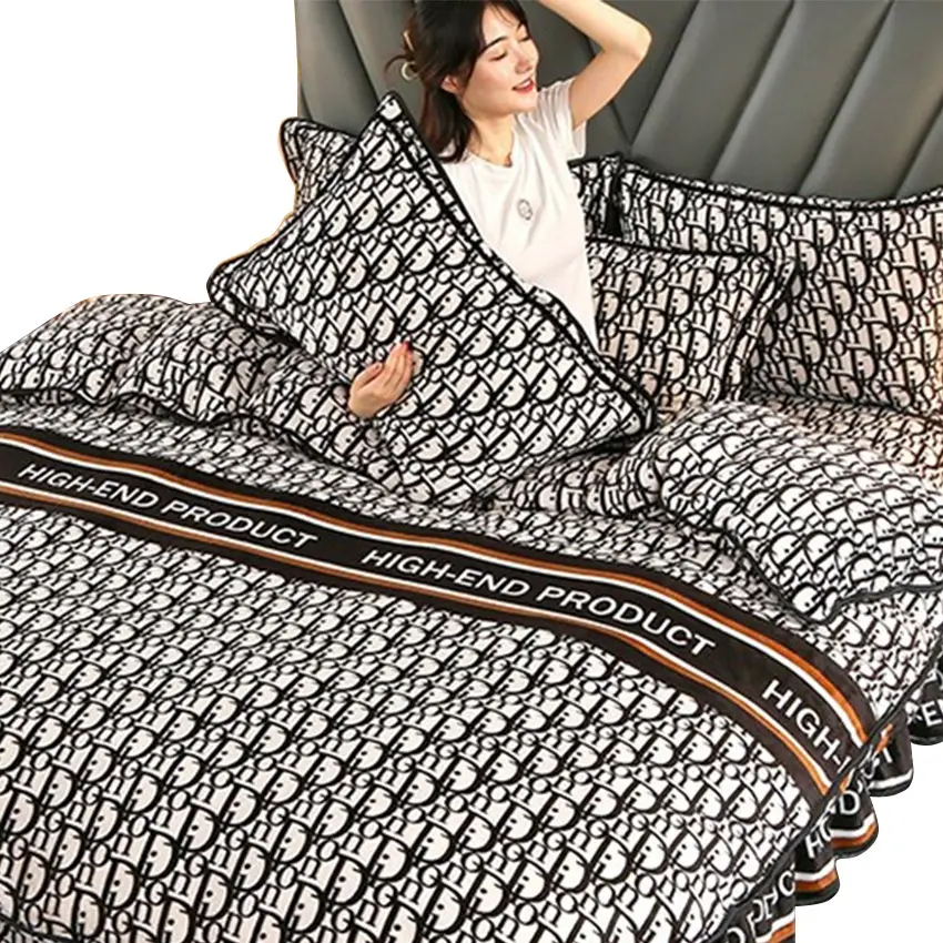 寝具セット冬用ベッドカバーセットカスタムデザインシーツセットソフト暖かいベッドカバー