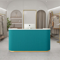 Comptoir de réception moderne de luxe en bois pour institut de beauté, réglable en hauteur, avec joint sans soudure, idéal pour salon de manucure ou bar à domicile