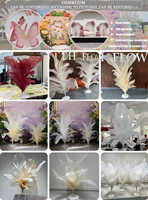 Fondo de Boda LEDA Moderno con Flores Gigantes Blancas, Decoración de Organza con Tamaño Personalizable y Entrega Rápida para Eventos