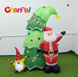 Papá Noel inflable <span class=keywords><strong>de</strong></span> Navidad <span class=keywords><strong>de</strong></span> 8 pies con árboles <span class=keywords><strong>de</strong></span> Navidad, luces LED integradas que explotan la decoración navideña del patio del jardín <span class=keywords><strong>al</strong></span> aire libre - Product Image 1