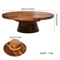 Support à gâteau en bois d'acacia 2026, multifonctionnel 6-en-1, plateau de service, saladier, grand plateau à gâteau