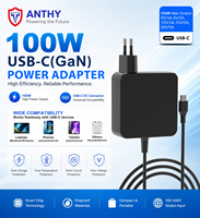 Adaptateur secteur USB-C GaN 100W avec port femelle CE ERP VI REACH FCC OTP pour ordinateur portable, téléphone, tablette, écouteurs et appareil photo