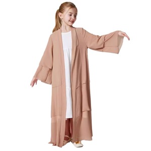 Meilleure vente Look Vintage trois couches en mousseline de soie Kebaya <span class=keywords><strong>veste</strong></span> <span class=keywords><strong>longue</strong></span> <span class=keywords><strong>robe</strong></span> MSL132 moyen-orient Abaya pour enfants jours d'été - Product Image 5
