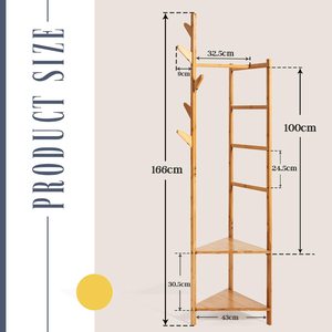 Kệ Để Áo Choàng Đa Năng Bằng Tre, Gồm 2 Giá Để Đồ Cho Phòng Khách, Phòng Ngủ - Product Image 2