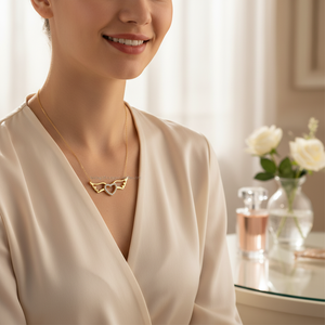 สร้อยคอรูปหัวใจปีกนางฟ้าสีทอง14K สำหรับผู้หญิงเครื่องประดับชั้นดีทำจากไก่งวง - Product Image 2