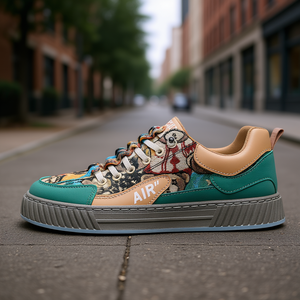 รองเท้าลำลองพิมพ์ลายสำหรับผู้ชาย Jiefanlu พื้นรองเท้า EVA พื้นยาง ปลายมน แบบผูกเชือก สีผสม แฟชั่นอินเทรนด์ ฤดูใบไม้ผลิ ฤดูร้อน - Product Image 2