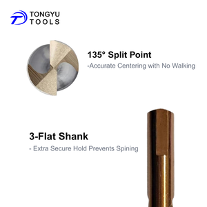 29 шт. набор кобальтовых сверл, M35 HSS Co 5% 3 плоских хвостовика 135 ° разделенной точки SAE 1/16 " - 1/2" комплект для нержавеющей стали твердый металл - Product Image 4