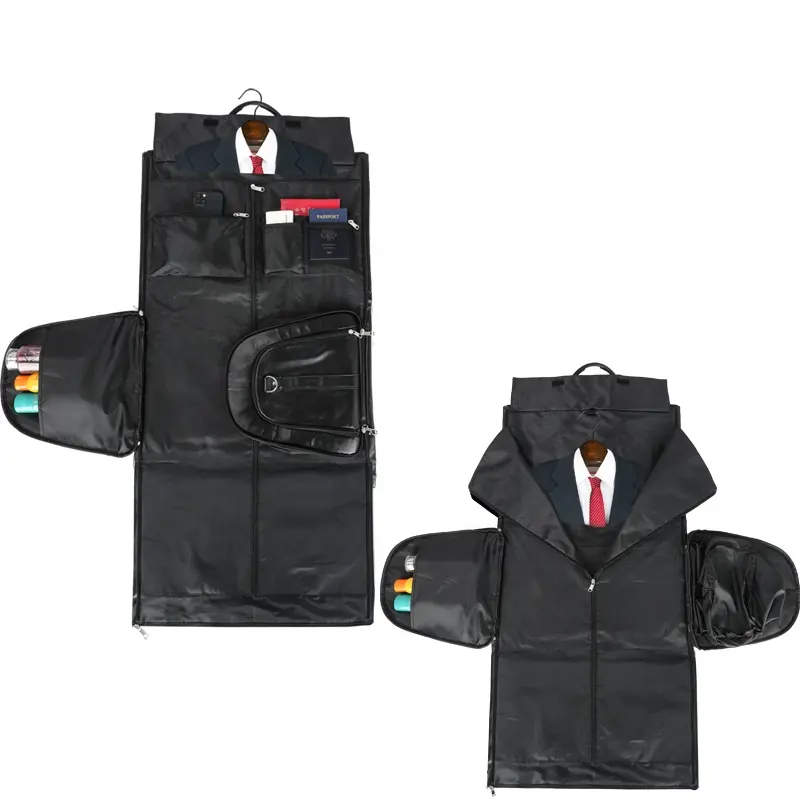 3PCS Weekender Sac Imperméable en Cuir PU Carry on Garment Duffle Bag Convertible Mens Suit Travel Bags