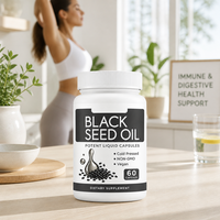 Huile de Nigelle Pressée à Froid en Capsules Liquides – Soutien Immunitaire Adulte, Sans Gluten, Vente en Gros, 60 Gélules Molles, Marque Privée, OEM