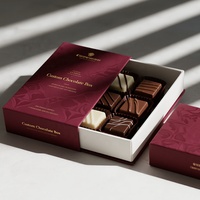 Boîte cadeau de luxe personnalisée pour chocolats, étanche, avec doublure en éponge et pelliculage mat, couleur bordeaux, fermeture magnétique pour bonbons