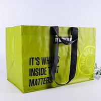 Sac de courses réutilisable personnalisé fabriqué en Chine, sac tissé en PP recyclé laminé BOPP avec logo imprimé