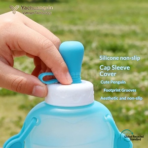 Foldable Silicone <b>Hydration</b> <b>Bladder</b> Water Bottle For Hiking Outdoor Use Durable Anti Leak Design Pink And Blue Colors - Product Image 6
