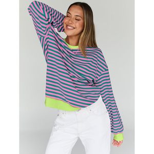 FOXA Sudadera de Gran Tamaño para Mujer, Top Bonito de Manga Larga a Rayas con Capucha y Cuello Redondo, Trajes Y2K, Decoración de Agujeros, Verano, 2025 - Product Image 3