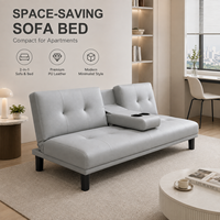 Modernes Luxus-Schlafsofa Graues Leder Mehrere Positionen Getränkehalter 2-in-1 Platzsparende Wohnmöbel