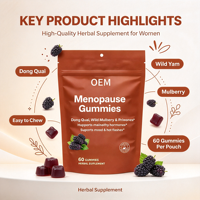 Gummies OEM pour la Ménopause, 60 unités, avec Dong Quai, Igname Sauvage, Mûre et Fruit de Ligustre – Complément Herbal
