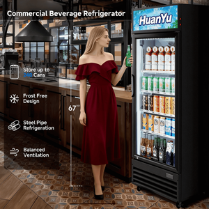 Congélateur commercial à porte vitrée, réfrigérateur vertical à refroidissement par ventilateur pour boissons, vitrine de présentation, fournitures pour entrepôts et supermarchés - Product Image 4