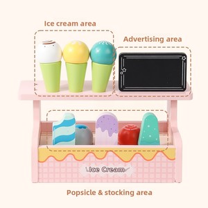 Nouvel ensemble <span class=keywords><strong>de</strong></span> jeu en bois pour enfants : chariot <span class=keywords><strong>de</strong></span> crème glacée et maison avec crème glacée et <span class=keywords><strong>gâteau</strong></span>, pour les 4-6 ans, logo personnalisé - Product Image 1