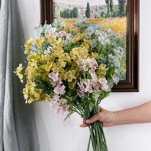 Fleur artificielle CallaFloral, orchidée dansante jaune et bleue, tissu tissé, décoration d'intérieur, bouquet de mariage - Product Image 2
