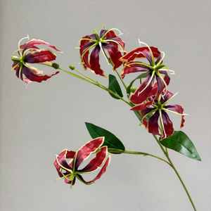 Fleurs artificielles populaires faites à la main en soie bordeaux : Hortensia, Anthurium Andraeanum, <span class=keywords><strong>Rose</strong></span> rouge Lind, style européen, longue durée - Product Image 3