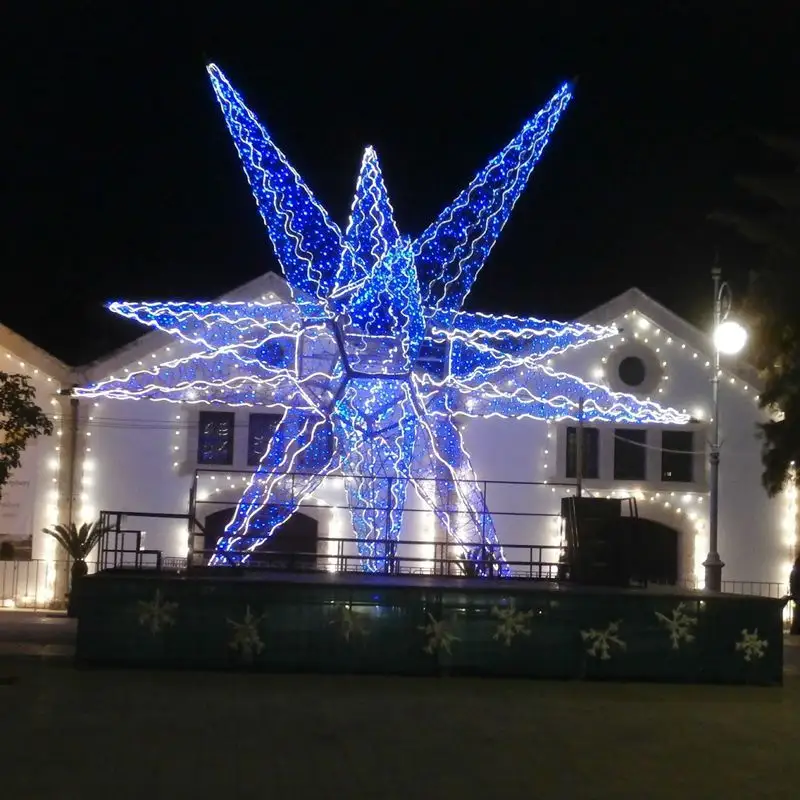 holiday shopping malls decoration 3D hanging ornament large star motif light