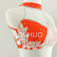 LIUHUO Pole Dance Luxury Flash Drill Competition Performance Orange Lyrical Dance Dress Customize