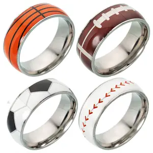 Bagues de marque en acier inoxydable, sport, bombé, Rugby, Basketball, championnat, Baseball, football, N B A, bijoux de championnat, cadeau