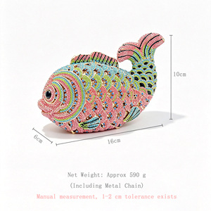 Cute Goldfish Shaped Crystal Evening <strong>Bag</strong> Handmade Unique Women's <strong>Clutch</strong> Handbag <strong>for</strong> <strong>Wedding</strong> Party Wholesale - Product Image 6