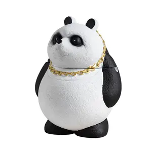 个性批发时尚潮流可爱卡通熊猫创意烟灰缸防飞灰大烟灰缸